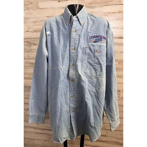 Lee Sport Other - Vintage Lee Sports NBA 1997 Western Conference Jazz Denim Shirt Men's Sz. M COA